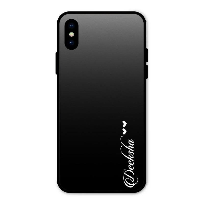Customize Name Gradient Glass Case Cover Black For iPhone XS