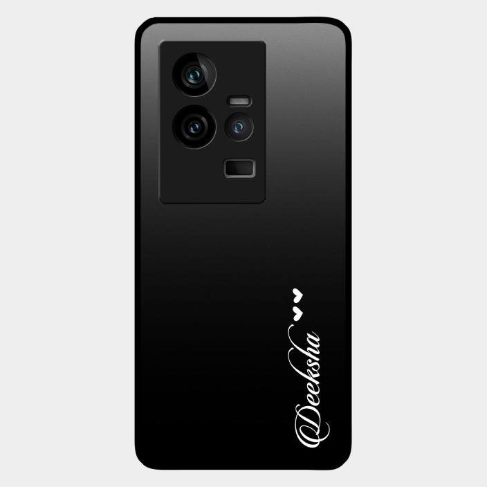 Customize Name Gradient Glass Case Cover Black For Iqoo 11 5G