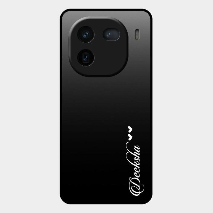Customize Name Gradient Glass Case Cover Black For Iqoo 12 5G