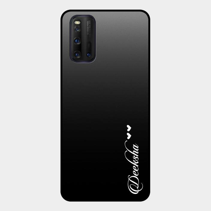 Customize Name Gradient Glass Case Cover Black For Iqoo 3 5G