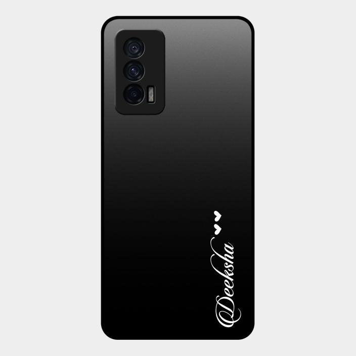 Customize Name Gradient Glass Case Cover Black For Iqoo 7 5G