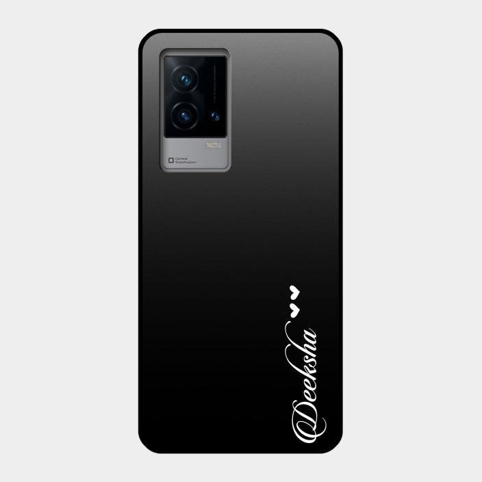 Customize Name Gradient Glass Case Cover Black For Iqoo 9 5G