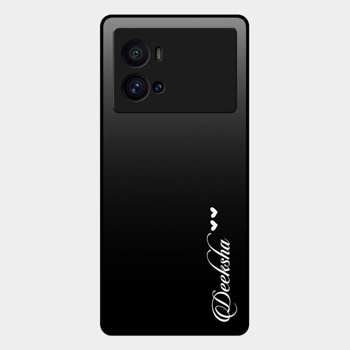 Customize Name Gradient Glass Case Cover Black For Iqoo 9 Pro 5G