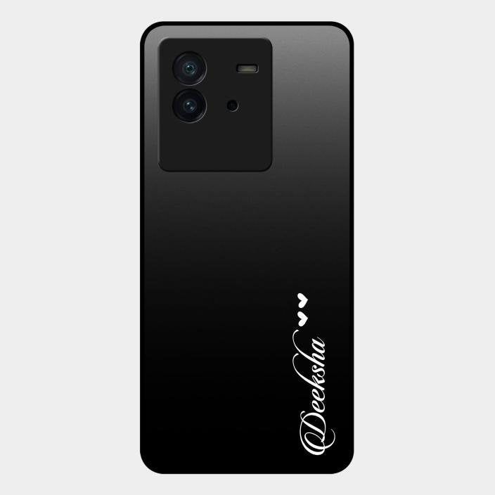 Customize Name Gradient Glass Case Cover Black For Iqoo Neo 6 5G