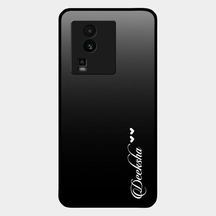 Customize Name Gradient Glass Case Cover Black For Iqoo Neo 7 Pro 5G