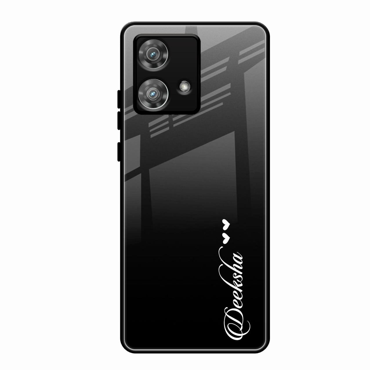 Customize Name Gradient Glass Case Cover Black For Motorola Edge 40 5G