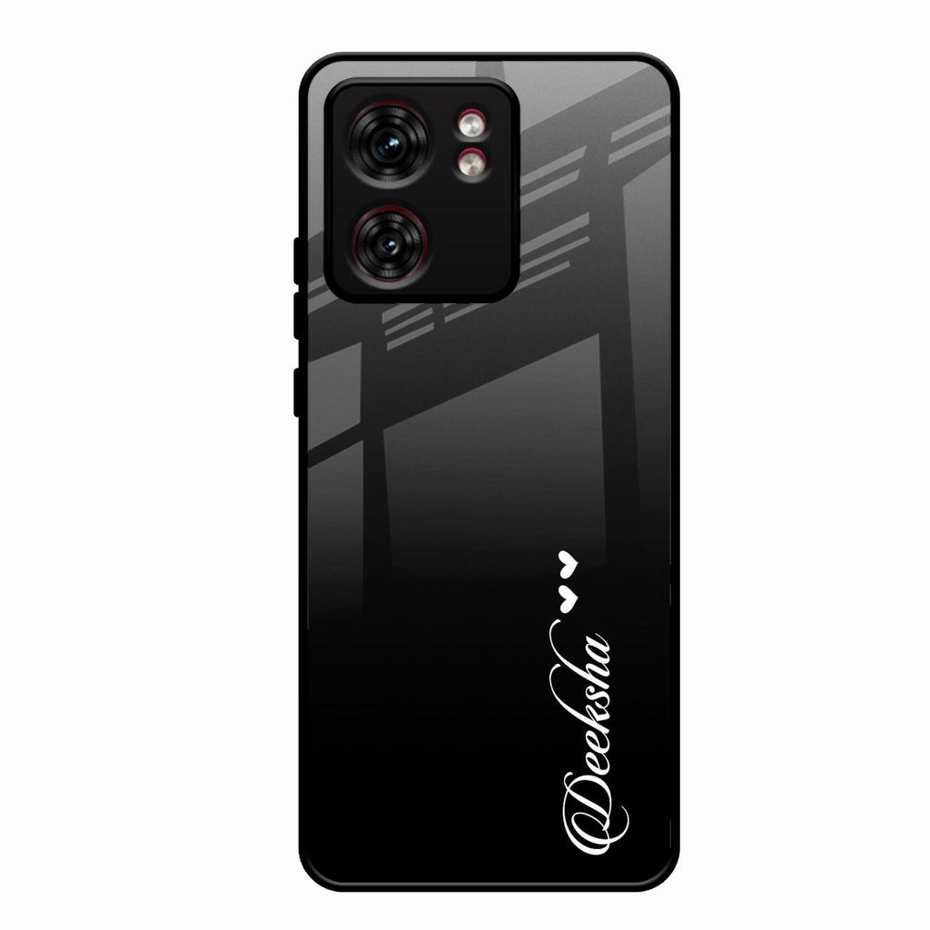 Customize Name Gradient Glass Case Cover Black For Motorola Edge 40