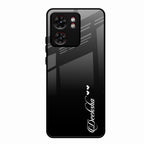 Customize Name Gradient Glass Case Cover Black For Motorola Edge 40