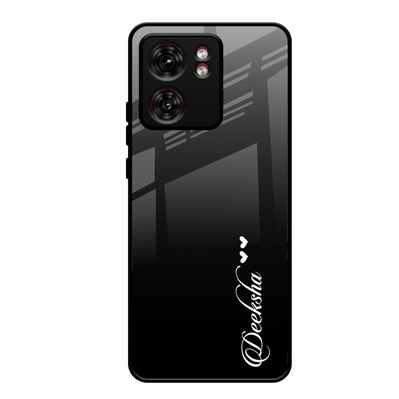 Customize Name Gradient Glass Case Cover Black For Motorola Edge 40