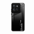Customize Name Gradient Glass Case Cover Black For Motorola Edge 50 Neo