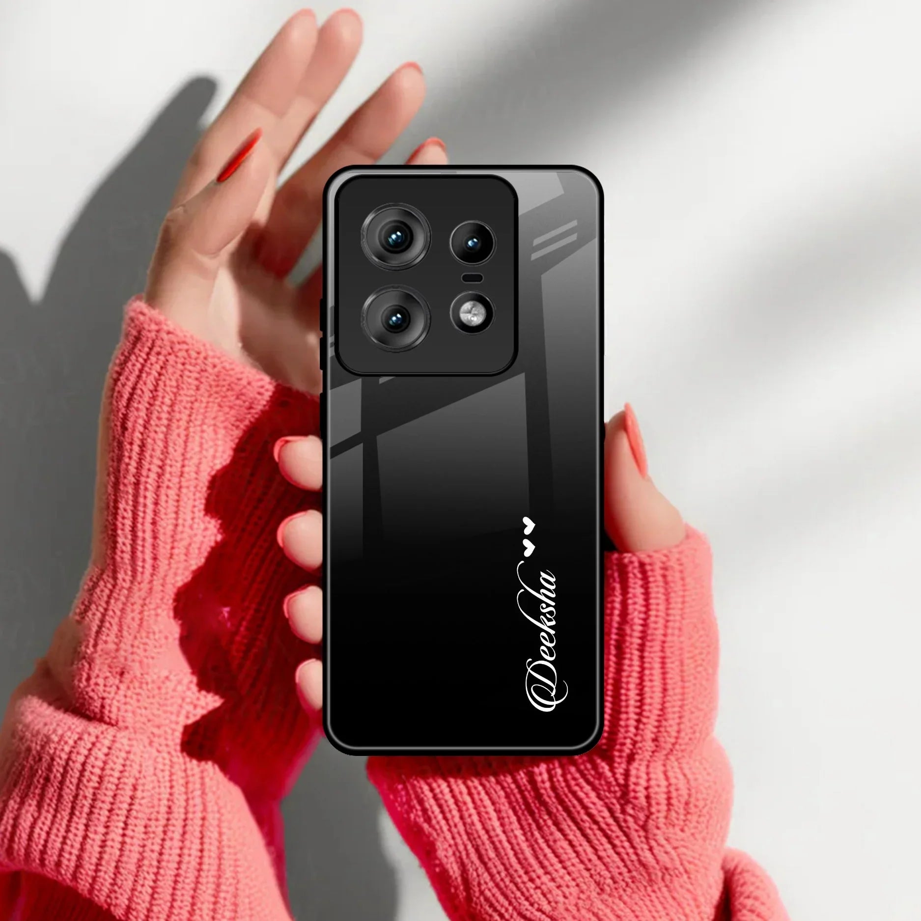 Customize Name Gradient Glass Case Cover Black For Motorola - ShopOnCliQ