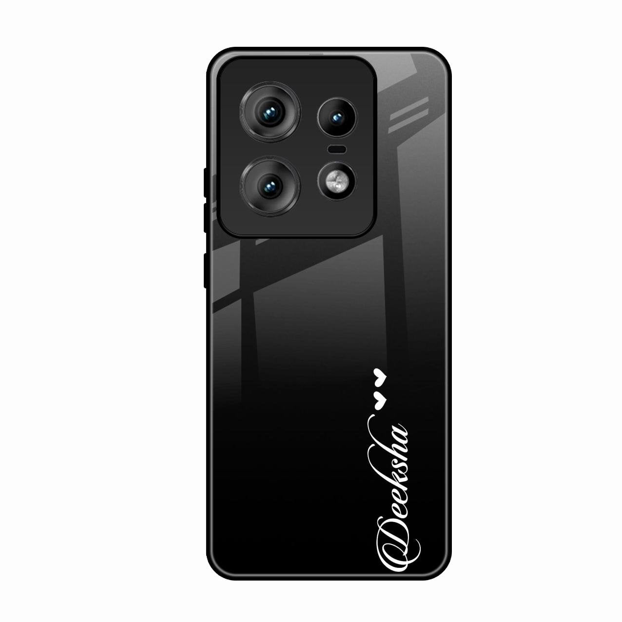 Customize Name Gradient Glass Case Cover Black For Motorola Edge 50 Pro