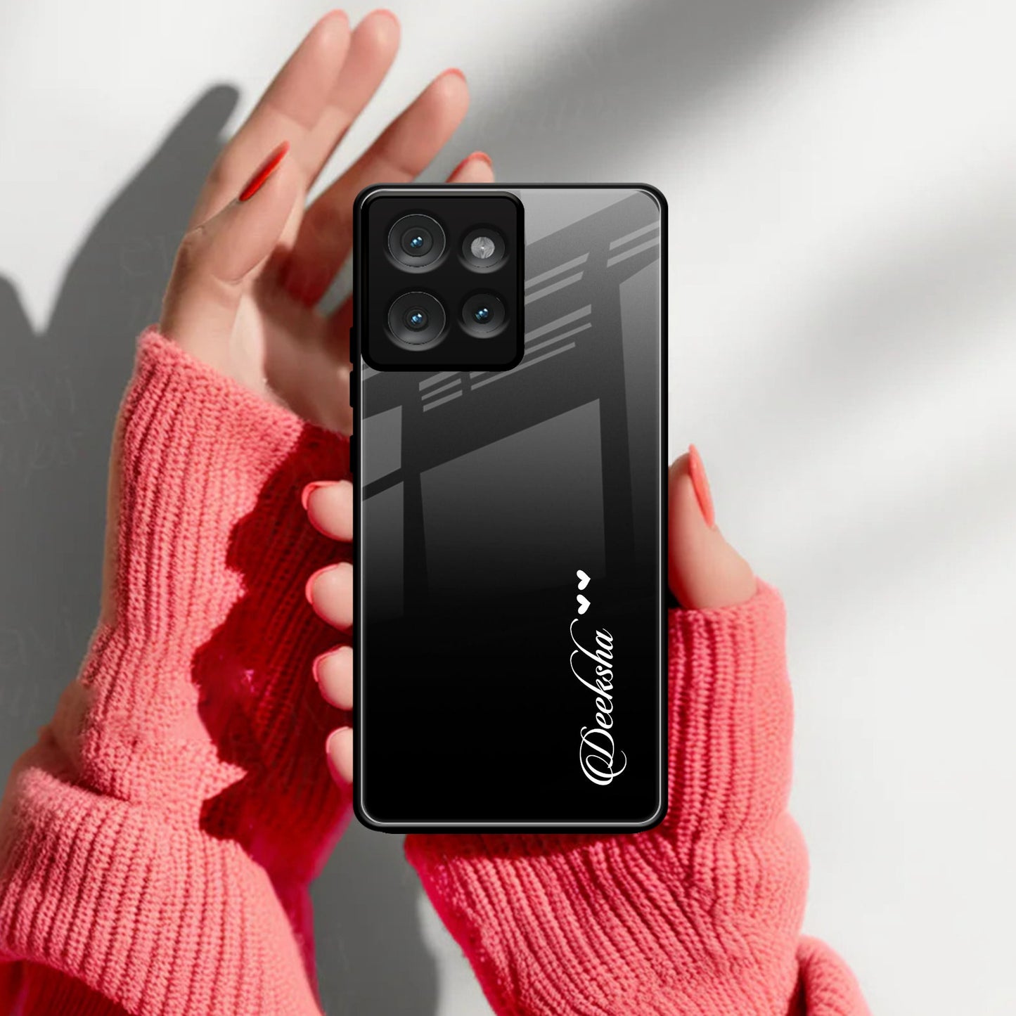 Customize Name Gradient Glass Case Cover Black For Motorola