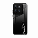 Customize Name Gradient Glass Case Cover Black For Motorola Edge 50