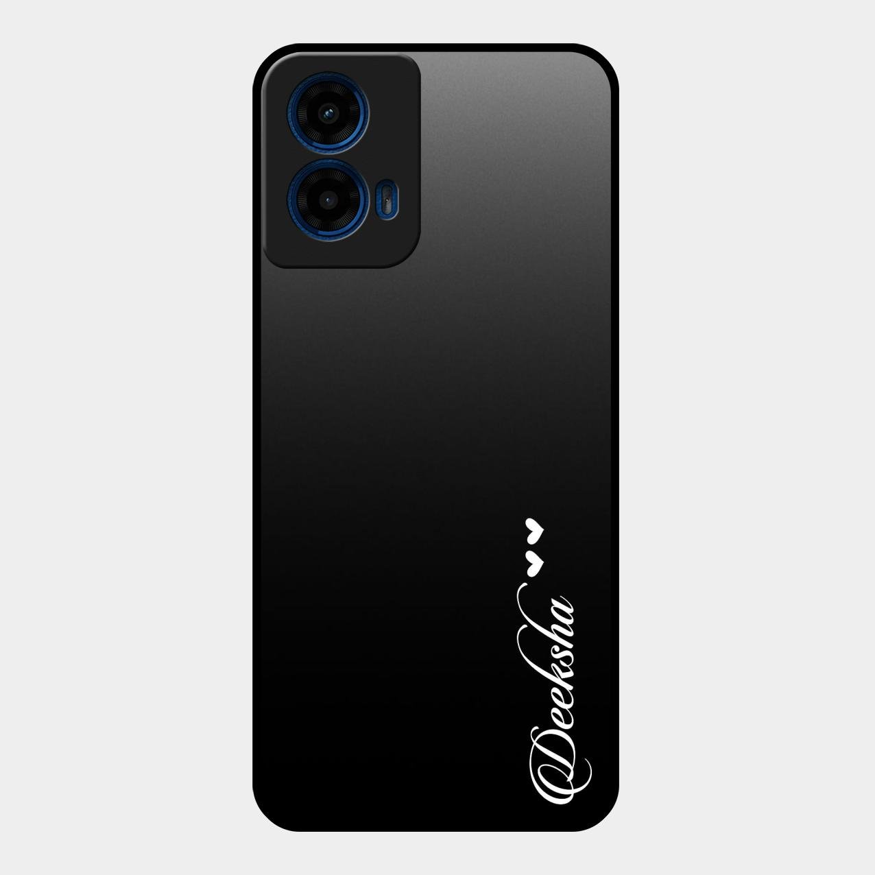 Customize Name Gradient Glass Case Cover Black For Motorola G45 5G