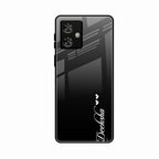 Customize Name Gradient Glass Case Cover Black For Motorola G64 5G