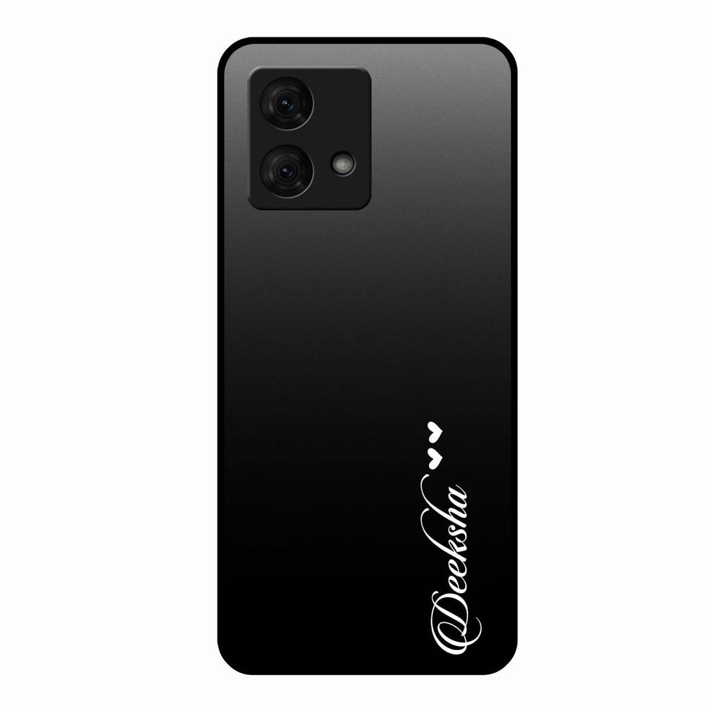 Customize Name Gradient Glass Case Cover Black For Motorola g84 5G