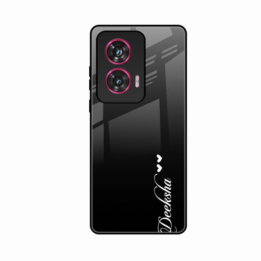 Customize Name Gradient Glass Case Cover Black For Motorola G96 5G