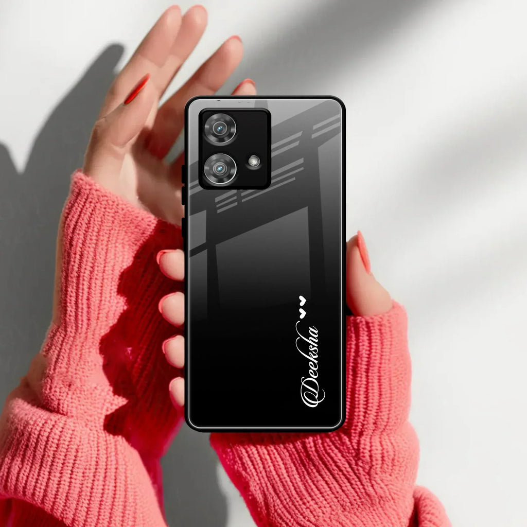 Customize Name Gradient Glass Case Cover Black For Motorola - ShopOnCliQ