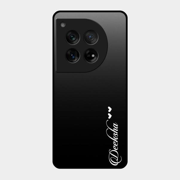 Customize Name Gradient Glass Case Cover Black For Oneplus 12 5G