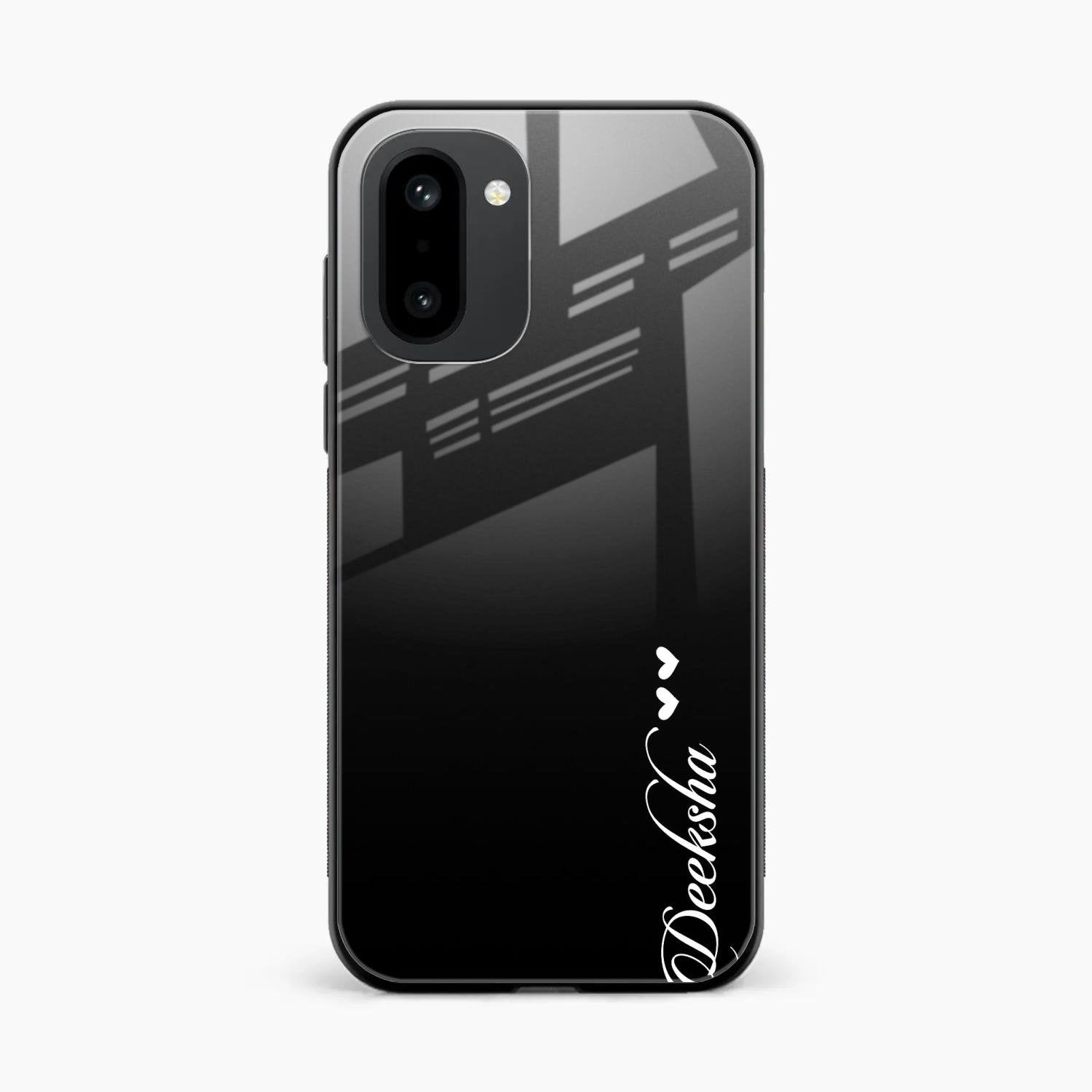 Customize Name Gradient Glass Case Cover Black For OnePlus 15R 5G