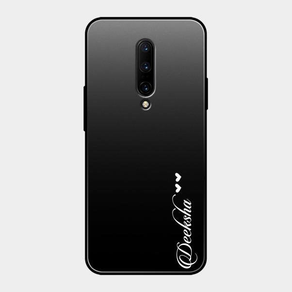 Customize Name Gradient Glass Case Cover Black For Oneplus 7 Pro