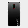 Customize Name Gradient Glass Case Cover Black For Oneplus 7