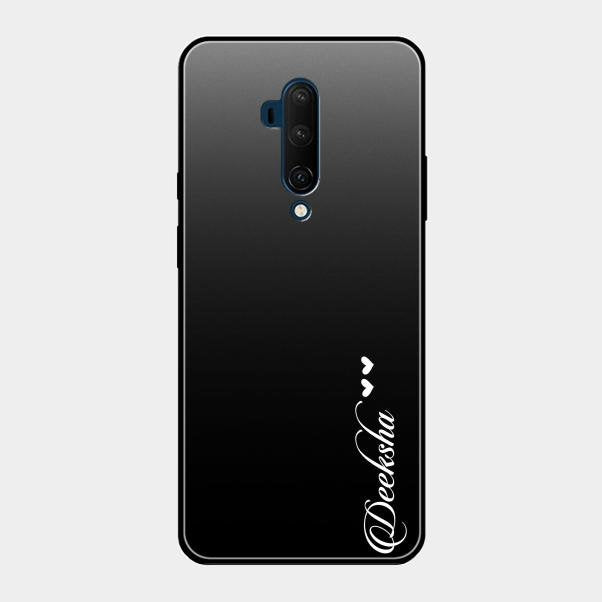 Customize Name Gradient Glass Case Cover Black For Oneplus 7T Pro