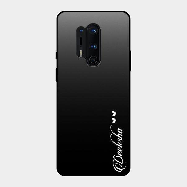 Customize Name Gradient Glass Case Cover Black For Oneplus 8 Pro