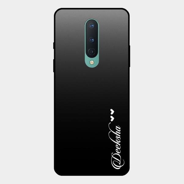 Customize Name Gradient Glass Case Cover Black For Oneplus 8