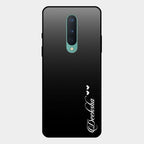 Customize Name Gradient Glass Case Cover Black For Oneplus 8