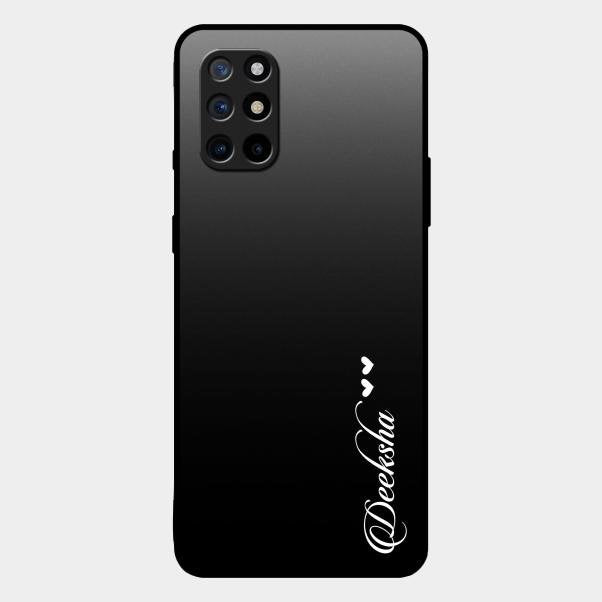 Customize Name Gradient Glass Case Cover Black For Oneplus 8T
