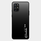Customize Name Gradient Glass Case Cover Black For Oneplus 8T