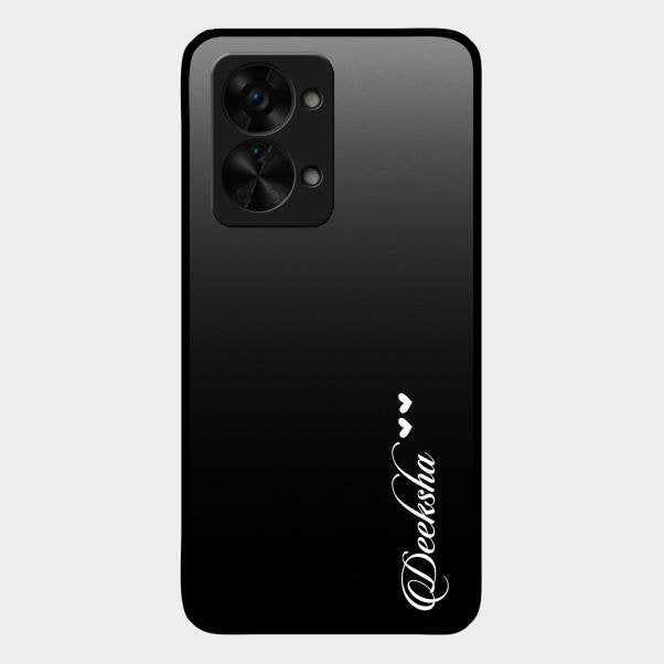 Customize Name Gradient Glass Case Cover Black For Oneplus Nord 2T 5G