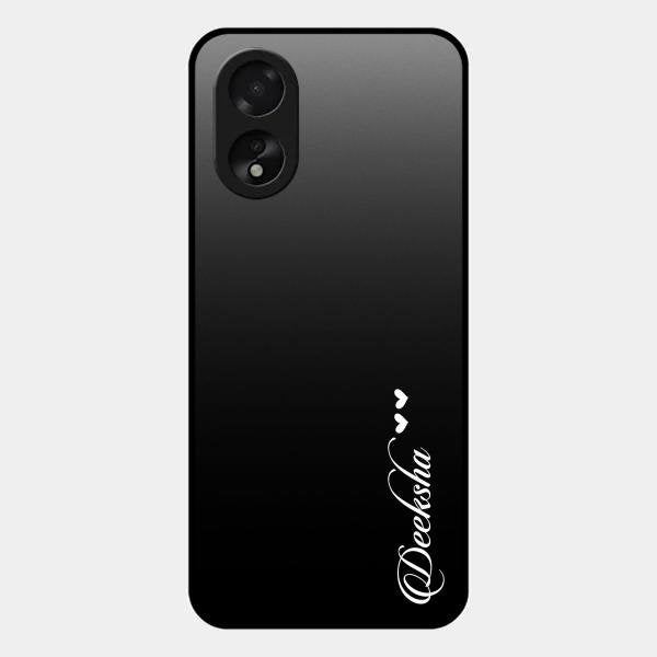 Customize Name Gradient Glass Case Cover Black For Oppo A38