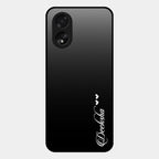 Customize Name Gradient Glass Case Cover Black For Oppo A38
