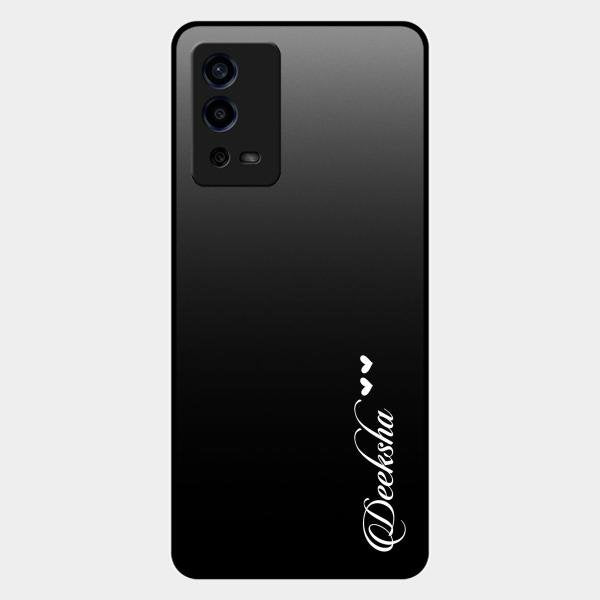 Customize Name Gradient Glass Case Cover Black For Oppo A55