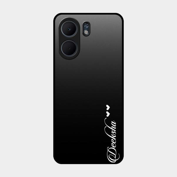 Customize Name Gradient Glass Case Cover Black For Oppo A5X 4G