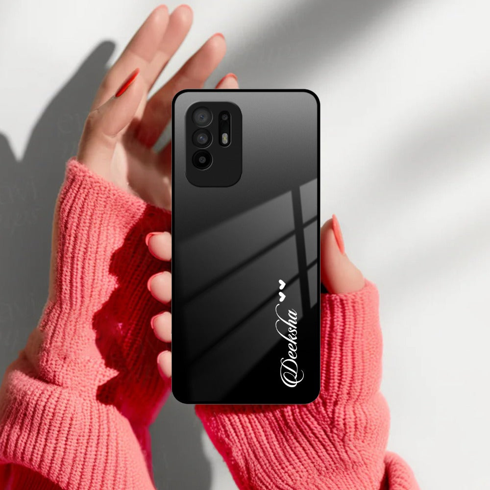 Customize Name Gradient Glass Case Cover Black For Oppo