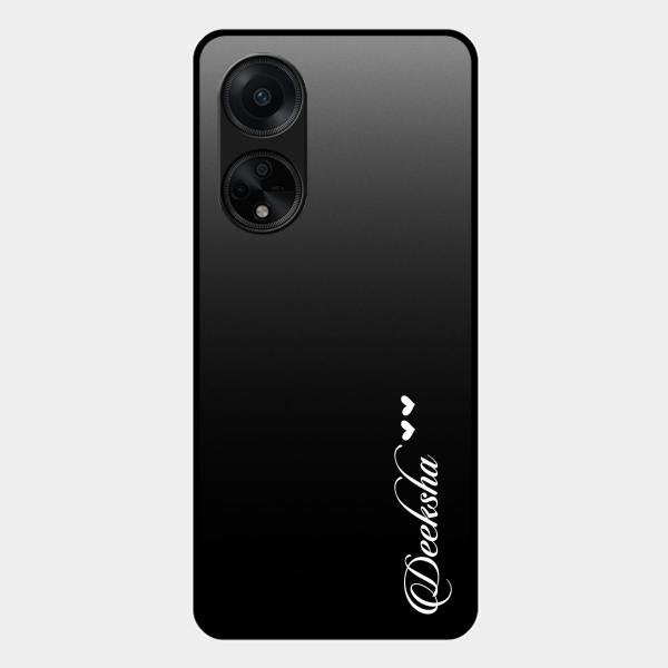 Customize Name Gradient Glass Case Cover Black For Oppo F23 5G