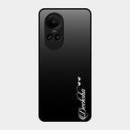 Customize Name Gradient Glass Case Cover Black For Oppo Reno 10 5G