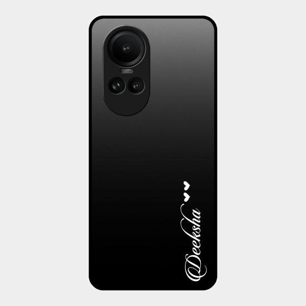 Customize Name Gradient Glass Case Cover Black For Oppo Reno 10 Pro 5G