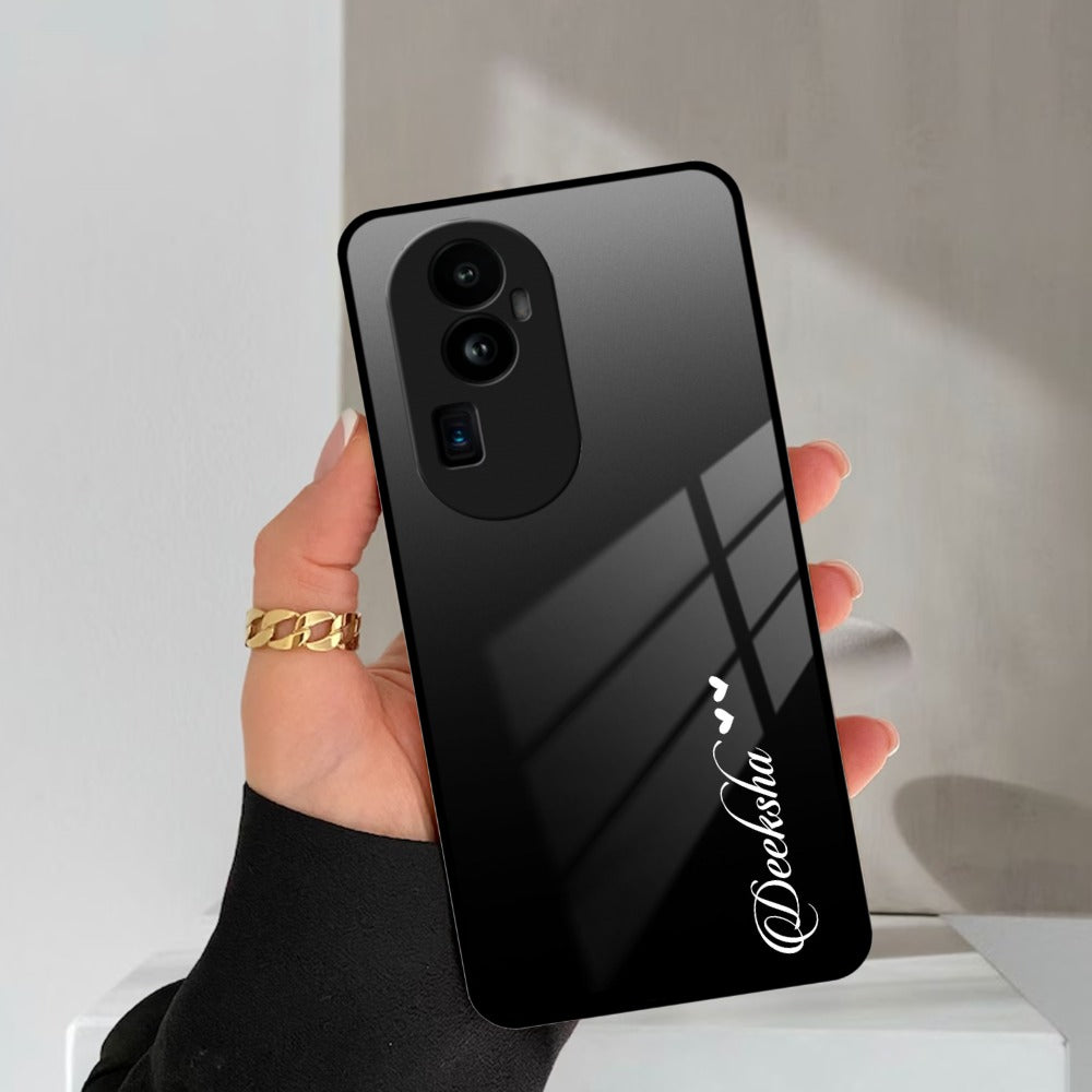 Customize Name Gradient Glass Case Cover Black For Oppo