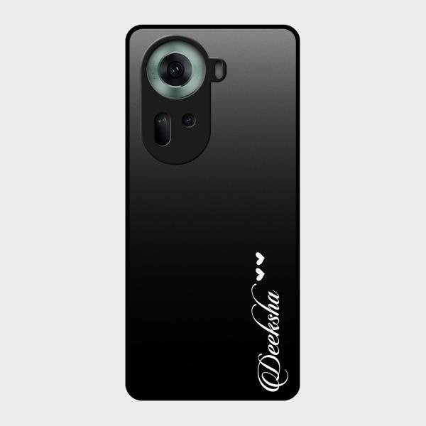 Customize Name Gradient Glass Case Cover Black For Oppo Reno 11 5G