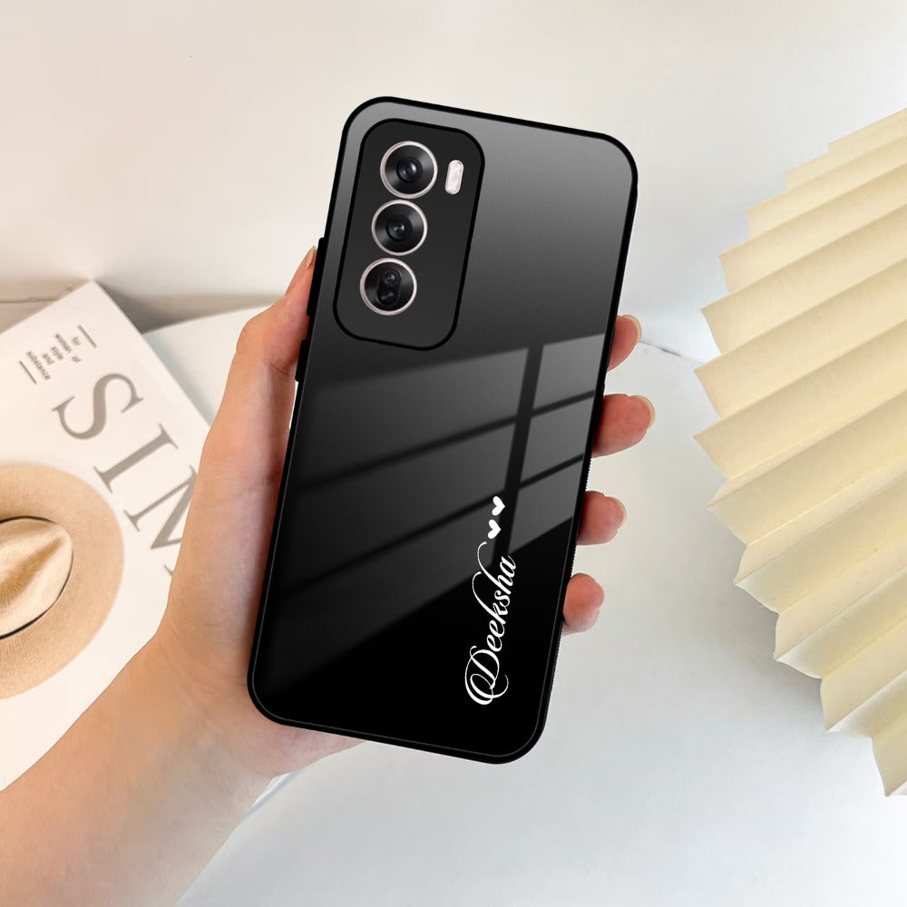 Customize Name Gradient Glass Case Cover Black For Oppo