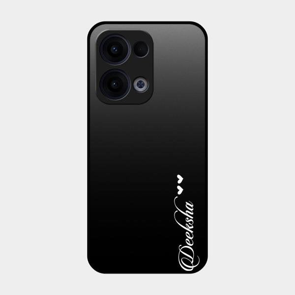 Customize Name Gradient Glass Case Cover Black For Oppo Reno 13 5G