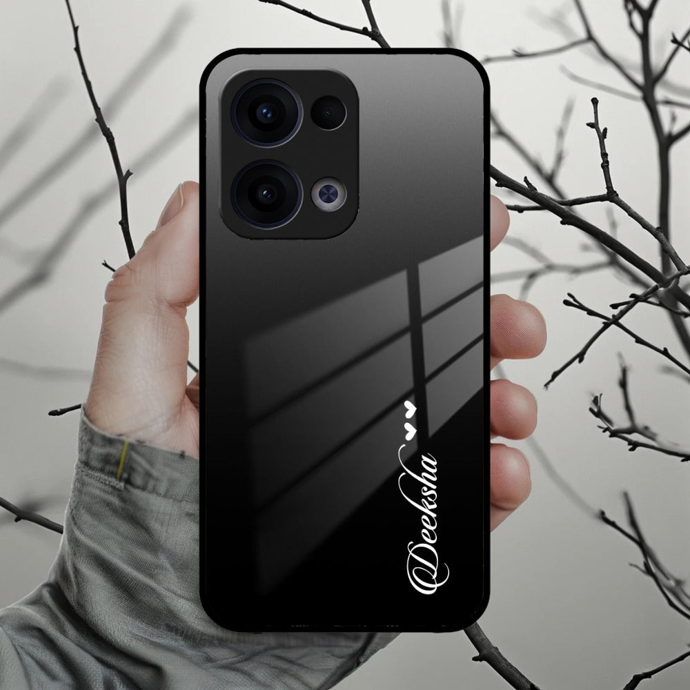 Customize Name Gradient Glass Case Cover Black For Oppo