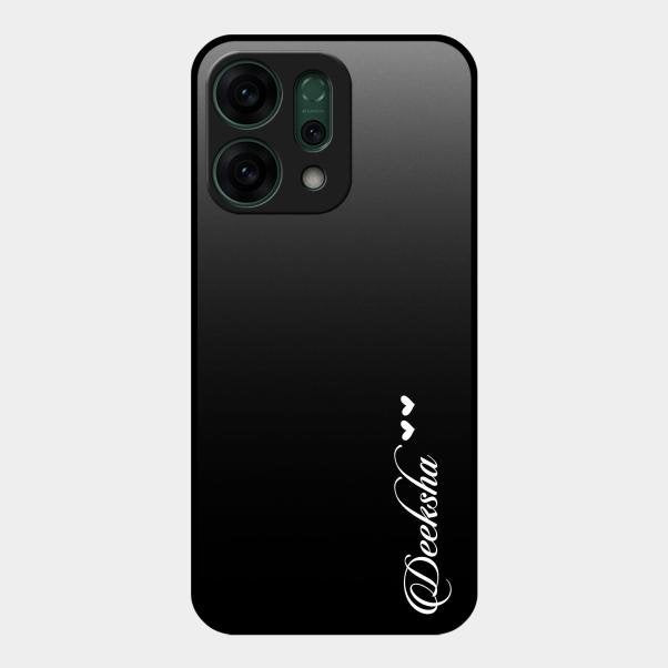 Customize Name Gradient Glass Case Cover Black For Oppo Reno 14 5G