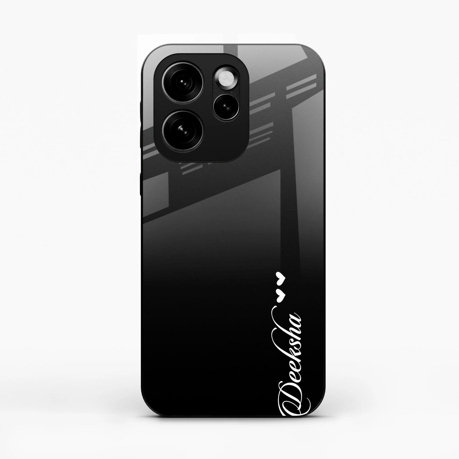 Customize Name Gradient Glass Case Cover Black For Oppo Reno 15C 5G