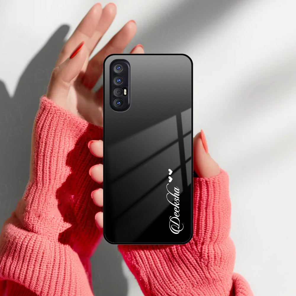 Customize Name Gradient Glass Case Cover Black For Oppo